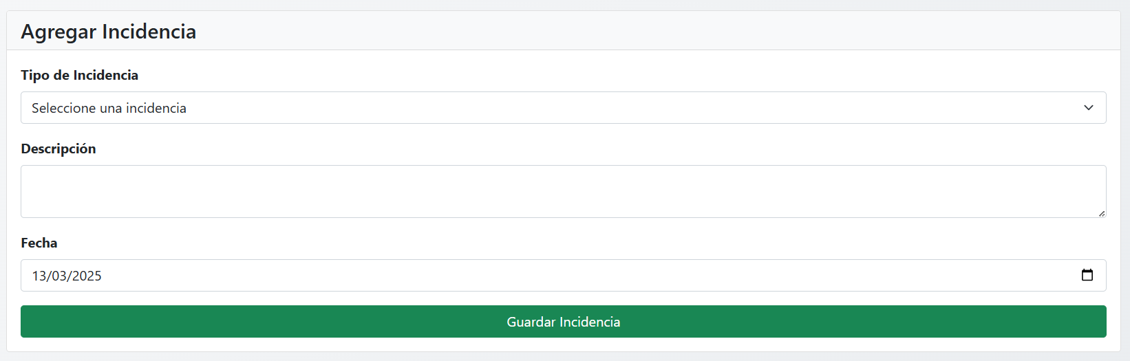 Incidencias perfil empleado